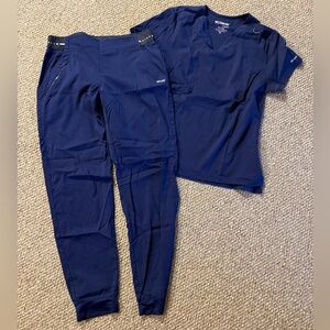 Grey’s Anatomy Navy Blue Scrub Set, active spandex stretch. Women’s size medium